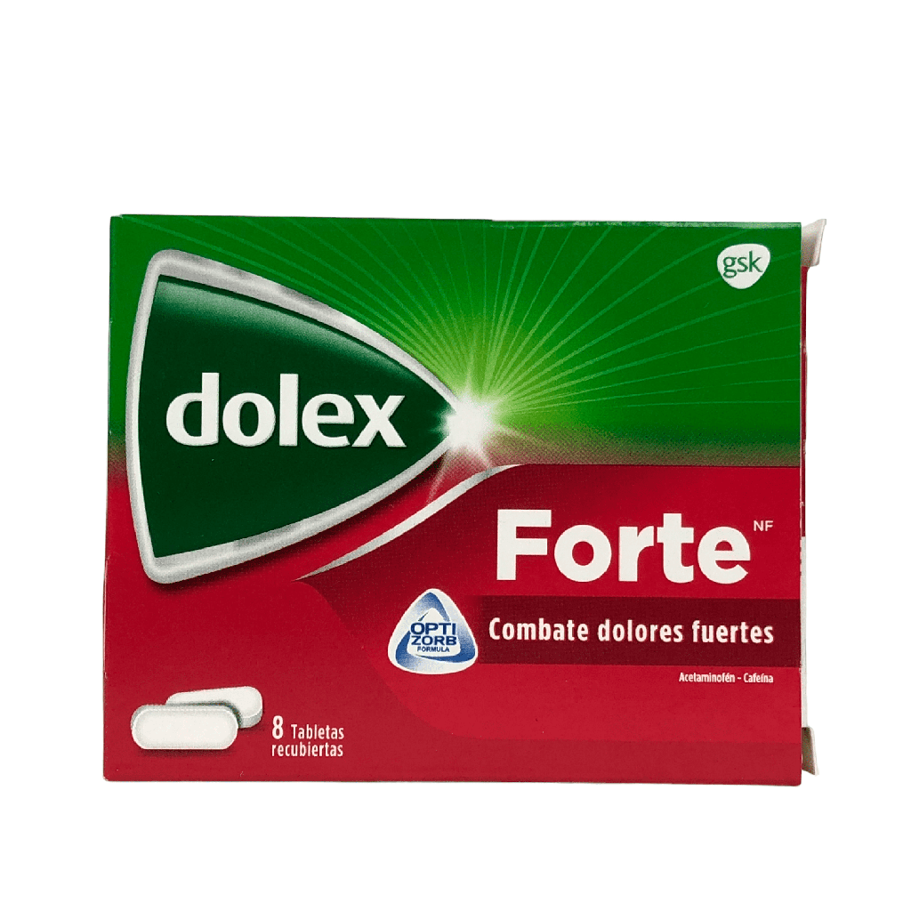 Dolex Forte (Acetaminofen+Cafeina) 500/65 Mg Caja x 8 Tabletas (GSK)