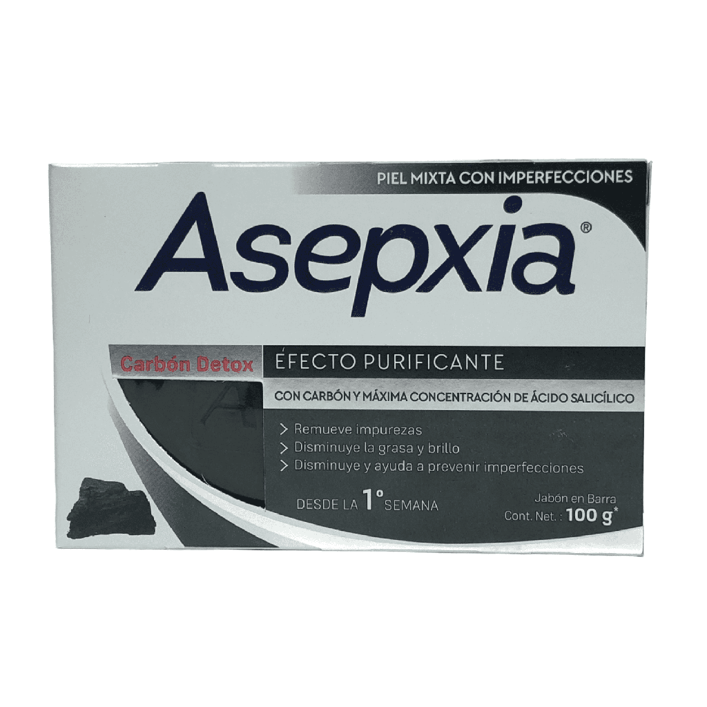 Jabon Asepxia Carbon Detox Efecto Purificante Barra x 100 GR (Genomma)