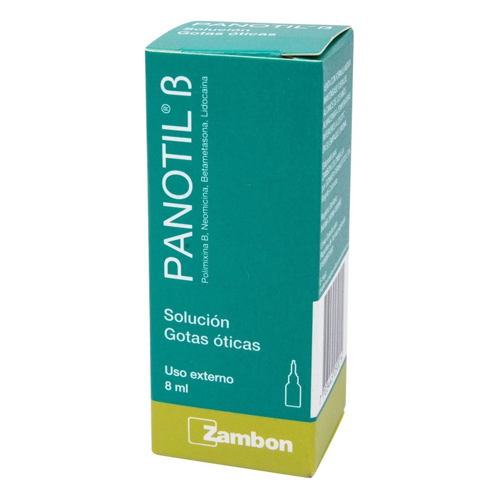 Panotil B (Polimixina B+Neomicina+Betametasona+Lidocaina) Solucion Otica Frasco x 8 Ml (Zambon)