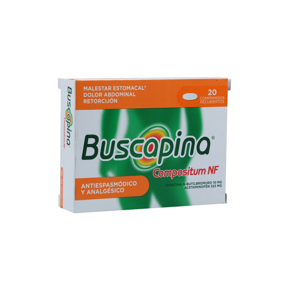 Buscapina Compositum NF (Hioscina Butilbromuro+Acetaminofen) 10/325 Mg Caja x 20 Tabletas (Sanofi)