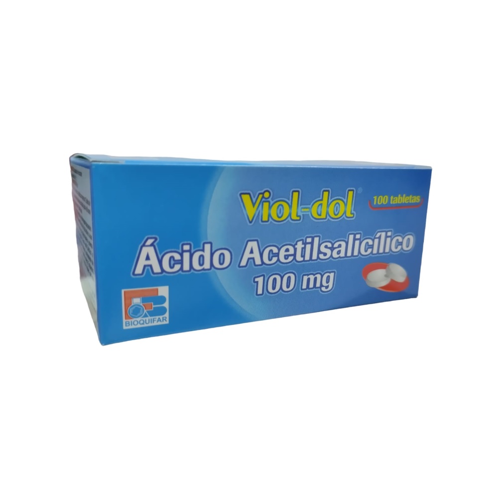 Viol-dol (Acido Acetilsalicilico) 100 Mg Caja x 100 Tabletas (Bioquifar)