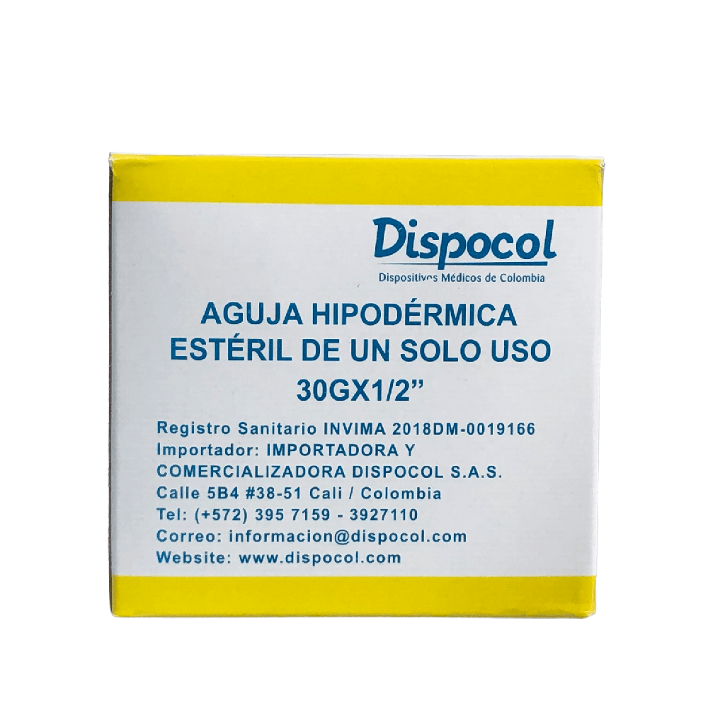 Aguja Hipodermica 30G x 1/2 Caja x 100 Und (Life Care)