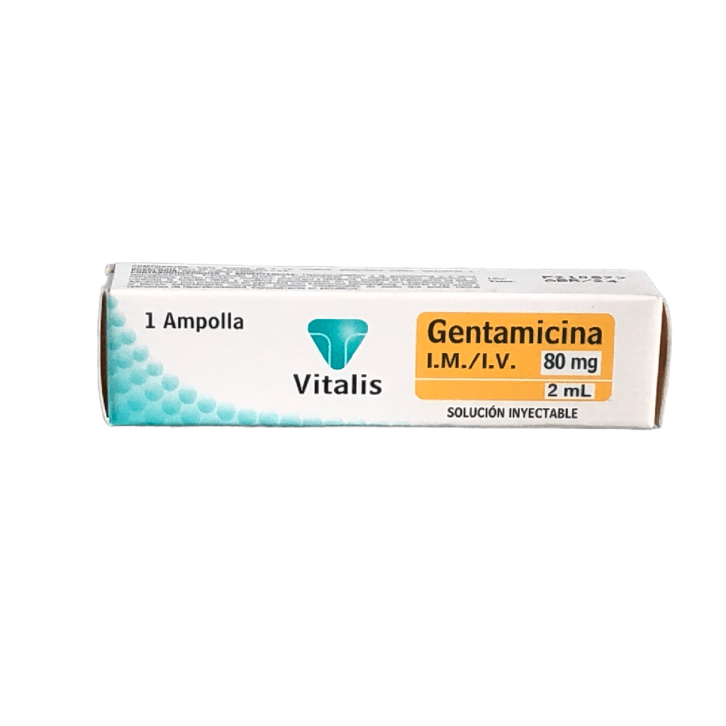 Gentamicina 80 Mg Solucion Inyectable Ampolla 2 Ml Caja X 1 Und (Vitalis)