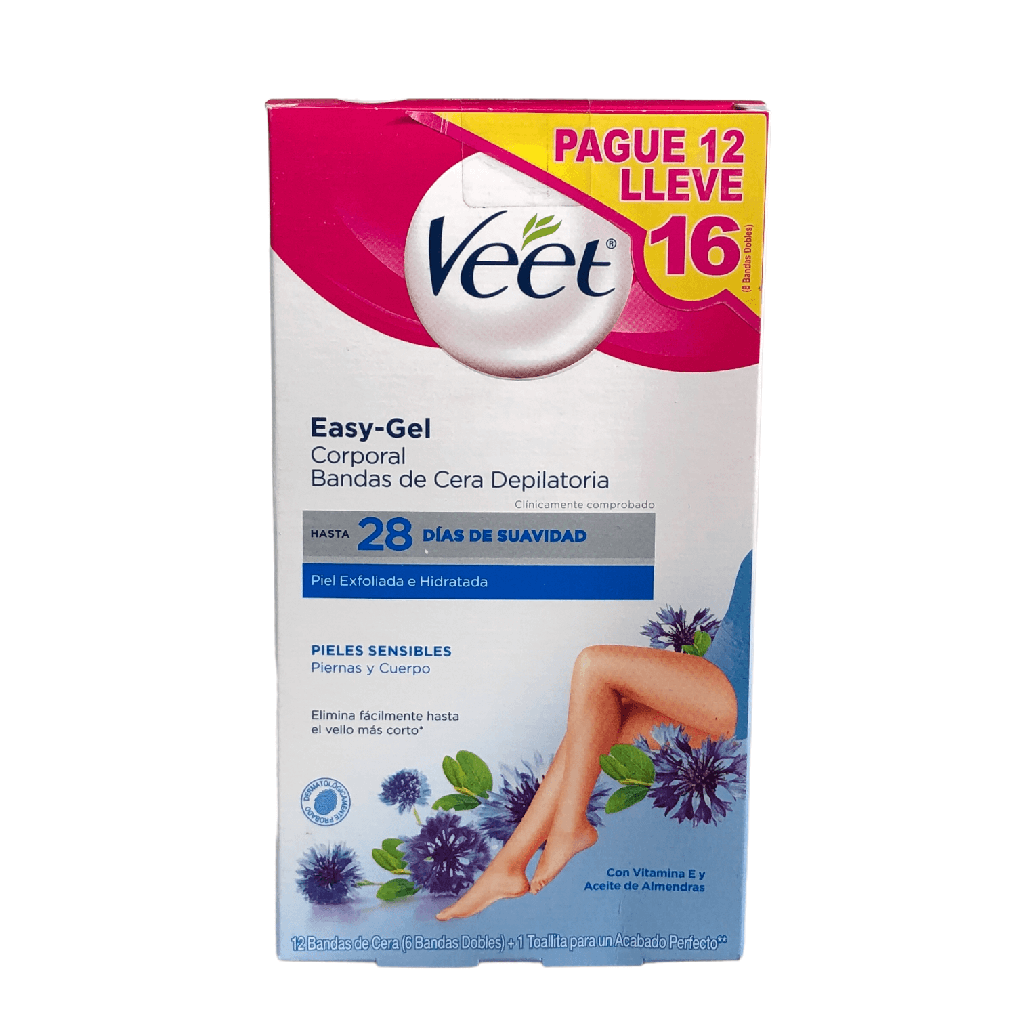 Veet Bandas Piel Sensible Pague 12 Lleve 16 Und (Reckitt B)